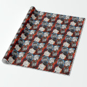 ZWARTWIT WOLF KUNST CADEAUPAPIER (Uitgerold)