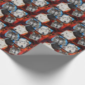 ZWARTWIT WOLF KUNST CADEAUPAPIER (Hoek)