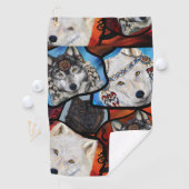 ZWARTWIT WOLF KUNST GOLFHANDDOEK (Insitu)