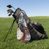 ZWARTWIT WOLF KUNST GOLFHANDDOEK (Groen)