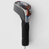 ZWARTWIT WOLF KUNST GOLFHEADCOVER (Schuin)