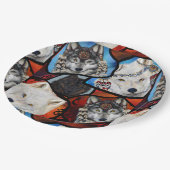 ZWARTWIT WOLF KUNST PAPIEREN BORDJE (Gekanteld)