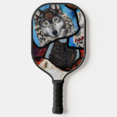 ZWARTWIT WOLF KUNST PICKLEBALL PADDLE (Achterkant)