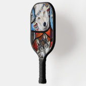 ZWARTWIT WOLF KUNST PICKLEBALL PADDLE (Links)