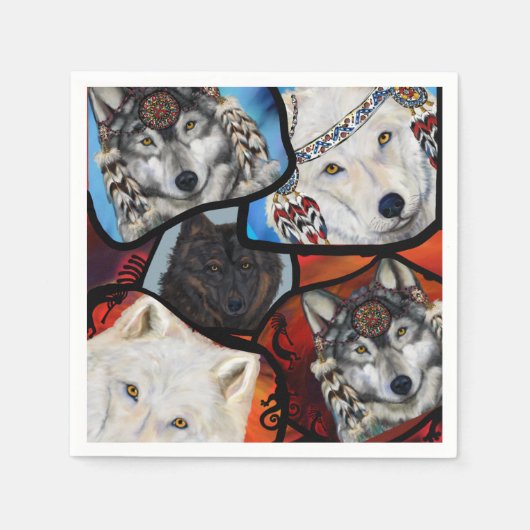 ZWARTWIT WOLF KUNST UIT HET ZUIDWESTEN SERVET (Voorkant)