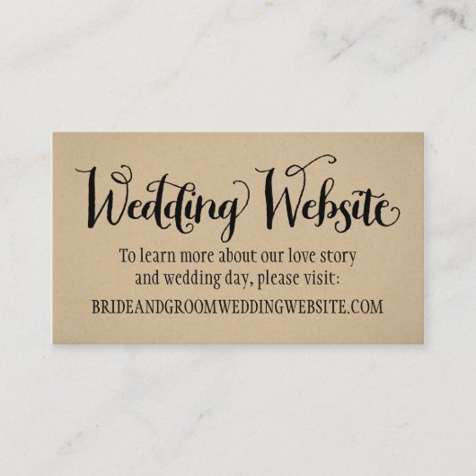 Zwartwitboek Rustic Kraft Wedding Website Informatiekaartje (Voorkant)