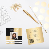 Zwartwitfoto QR-code Ondertekenaar Vierkante Visitekaartje