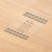  zwartwitkalligrafie Damask Wedding Acryl Uitnodigingen (Laagn)