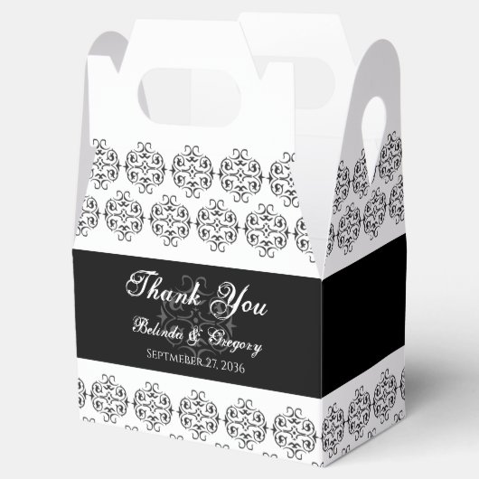  zwartwitkalligrafie Damask Wedding Bedankdoosjes (Geopend)