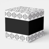 zwartwitkalligrafie Damask Wedding Bedankdoosjes (Achterkant)