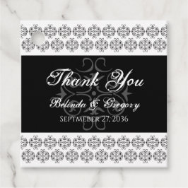  zwartwitkalligrafie Damask Wedding Bedankjes Labels