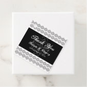  zwartwitkalligrafie Damask Wedding Bedankjes Labels (In situ)