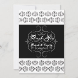 zwartwitkalligrafie Damask Wedding Bedankkaart