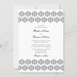  zwartwitkalligrafie Damask Wedding Kaart