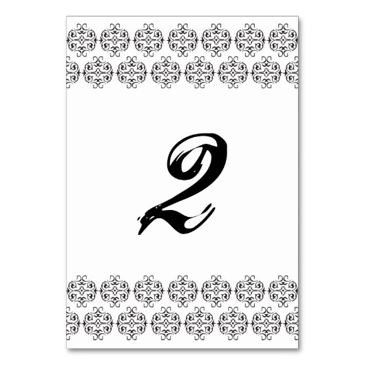 zwartwitkalligrafie Damask Wedding Kaart (Voorkant)