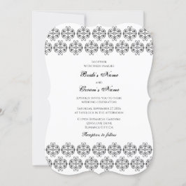  zwartwitkalligrafie Damask Wedding Kaart