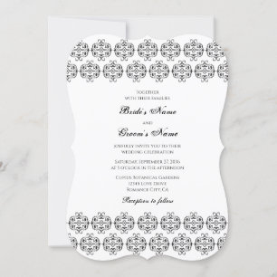 zwartwitkalligrafie Damask Wedding Kaart