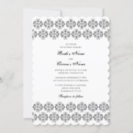  zwartwitkalligrafie Damask Wedding Kaart