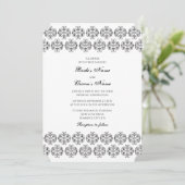  zwartwitkalligrafie Damask Wedding Kaart (Staand voorkant)