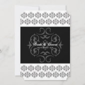  zwartwitkalligrafie Damask Wedding Kaart (Achterkant)