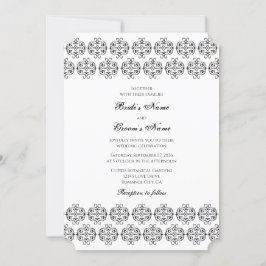  zwartwitkalligrafie Damask Wedding Kaart