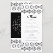  zwartwitkalligrafie Damask Wedding Menu (Voorkant / Achterkant)