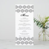  zwartwitkalligrafie Damask Wedding Menu (Staand voorkant)