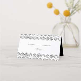 zwartwitkalligrafie Damask Wedding Plaatskaartje
