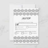 zwartwitkalligrafie Damask Wedding RSVP Kaartje (Voorkant)