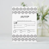  zwartwitkalligrafie Damask Wedding RSVP Kaartje (Staand voorkant)