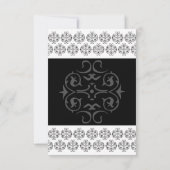  zwartwitkalligrafie Damask Wedding RSVP Kaartje (Achterkant)