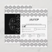  zwartwitkalligrafie Damask Wedding RSVP Kaartje (Voorkant / Achterkant)