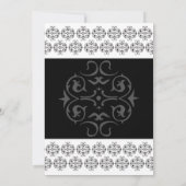 zwartwitkalligrafie Damask Wedding Save The Date (Achterkant)
