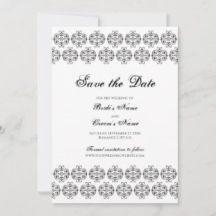 zwartwitkalligrafie Damask Wedding Save The Date