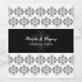  zwartwitkalligrafie Damask Wedding Wijn Etiket (Enkel label)
