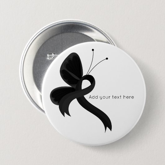 Zwartwitlint-lintvlinder Ronde Button 7,6 Cm (Voorkant /achterkant)