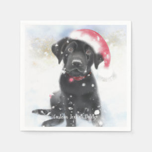 Zwartwitpuppy met kerstkerstkerstkerstkerstkerstke servet