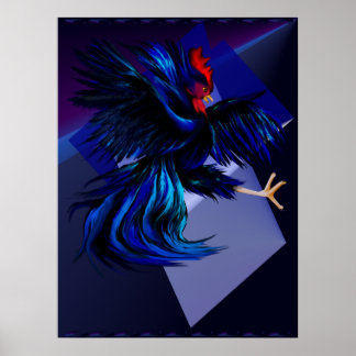 Zwartwitrooster afdrukken poster