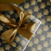 Zwartwitschilfers met gouden sneeuwvlokken cadeaupapier