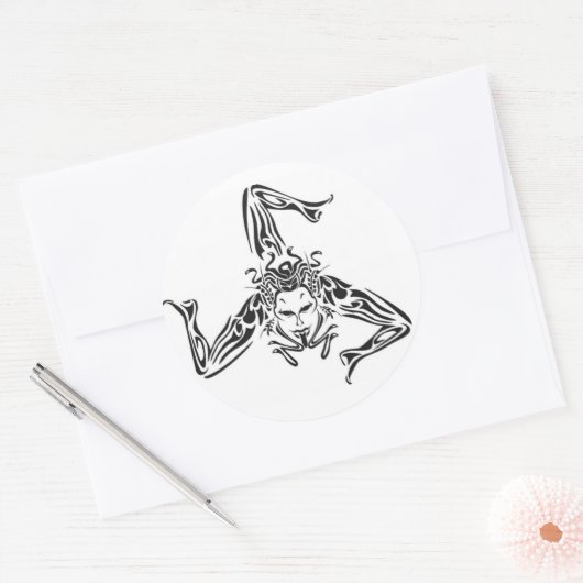 Zwartwitte trinacria ronde sticker (Envelop)