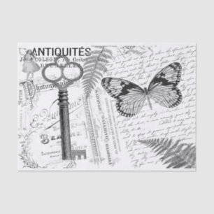 Zwartwitwitwitdeklappapier met Butterfly Key Tissuepapier