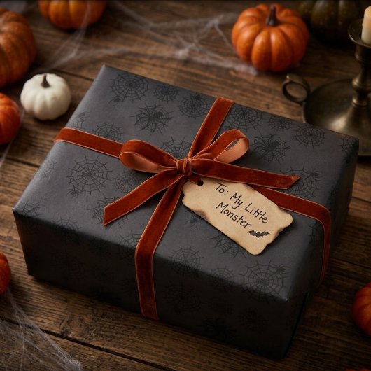 Zwartzwart Spinnenweb Halloween Cadeaupapier