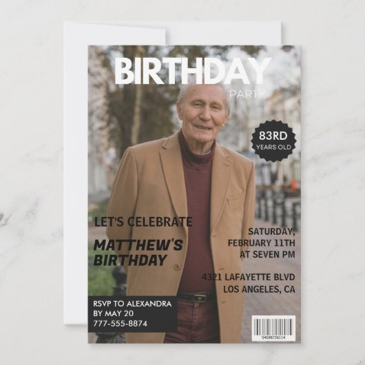 Zwarze Grappige Tijdschrift Cover Foto 83ste verja Kaart (Voorkant)