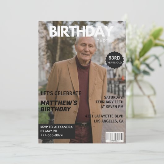 Zwarze Grappige Tijdschrift Cover Foto 83ste verja Kaart (Staand voorkant)