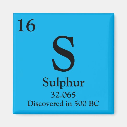 zwavel periodiek tabel magneet (Voorkant)