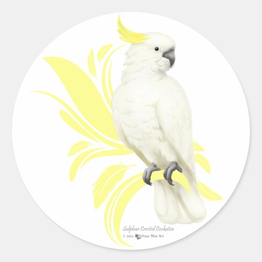 ZwavelCrested Cockatau Ronde Sticker (Voorkant)