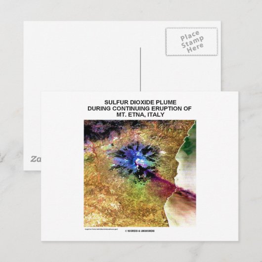 Zwaveldioxide Plume Eruption Mt. Etna Italië Briefkaart (Voorkant / Achterkant)
