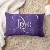 Zwavelloos Script Calligraphy Love Silver op Paars Kussen (Deken)