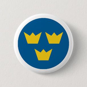 Zweden afgerdel ronde button 5,7 cm