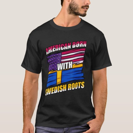 Zweden Amerikaanse vlag Zweeds Roots Amer T-shirt (Voorkant)